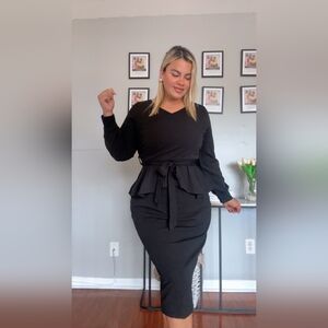 Pinup Fashion Dresses for Plus Size Women Peplum Long Sleeve Sheath 16w NEW 2026